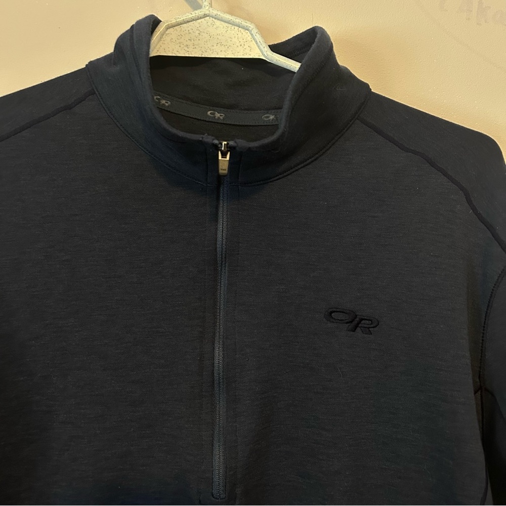 Outdoor Research Men’s Quarter 1/4 Zip‎ Large Long Sleeve Base Layer Navy Logo - Picture 2 of 7